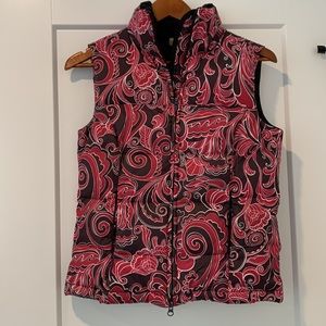 Athleta Pink Down Paisley Puffer Vest